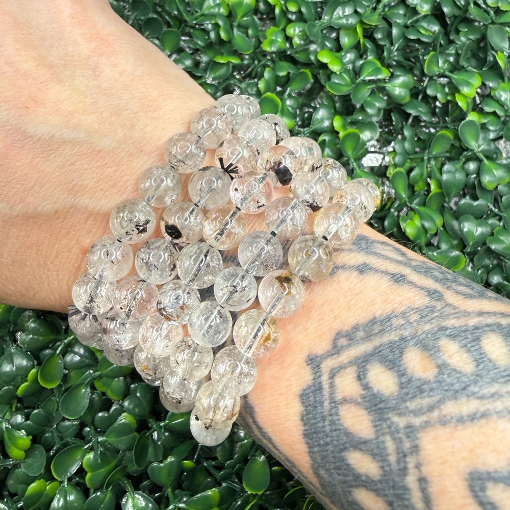 10mm Polished Herkimer Diamond Beaded Bracelet